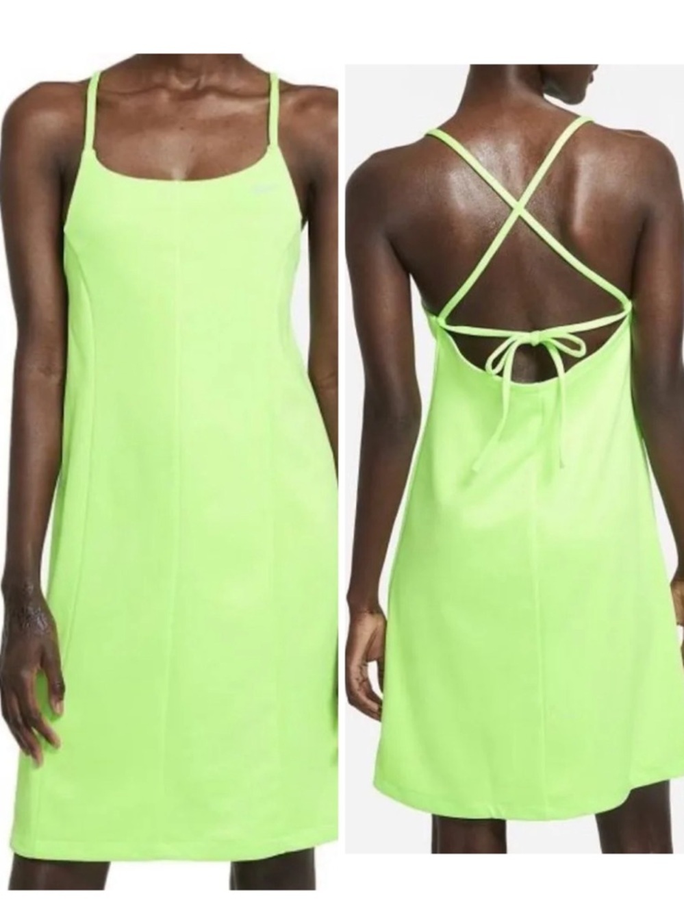 Nike Lime Green Strappy Back Dress Women’s Small Spaghetti Strap Athleisure